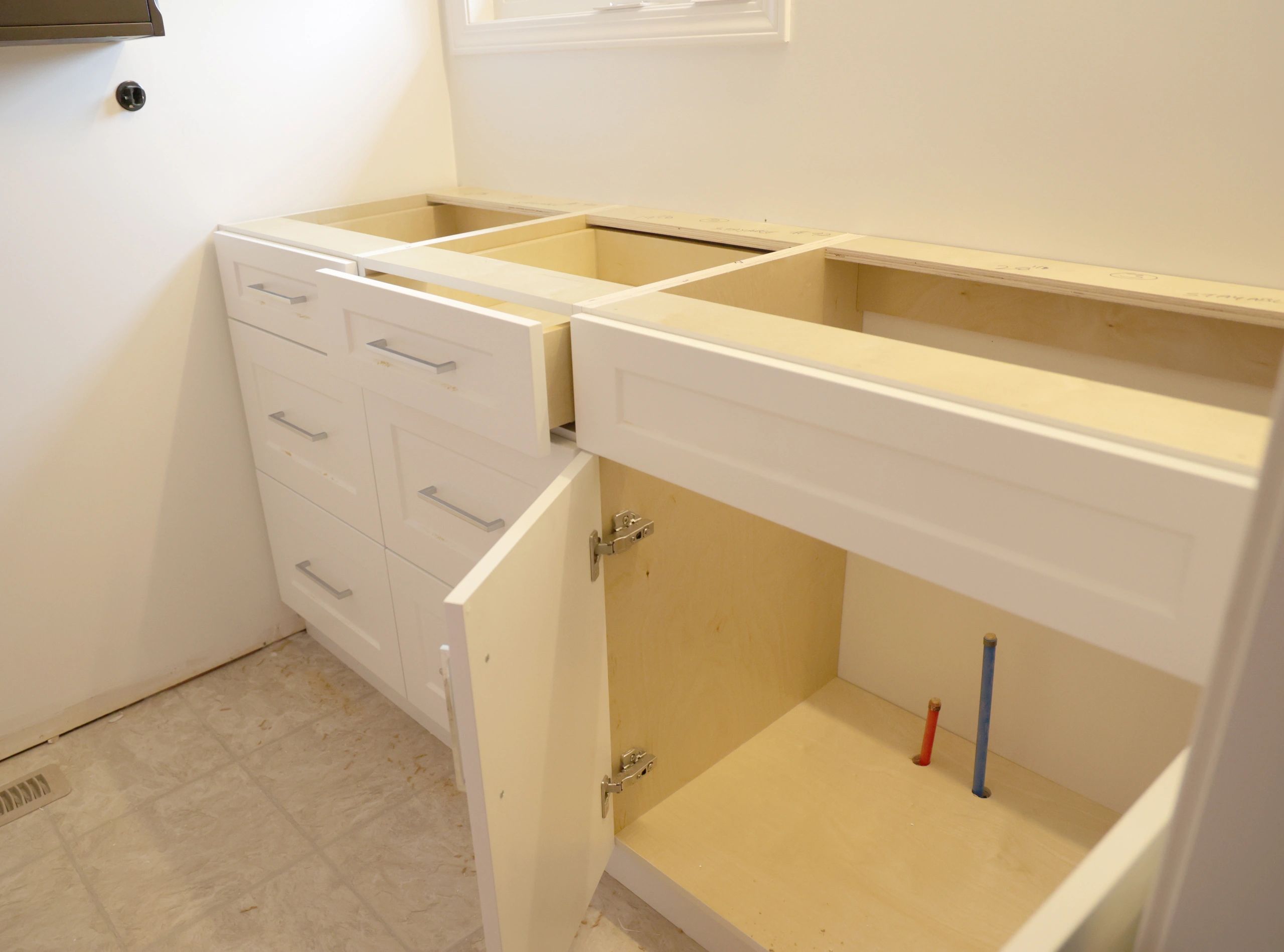 Modern bathroom vanity installation