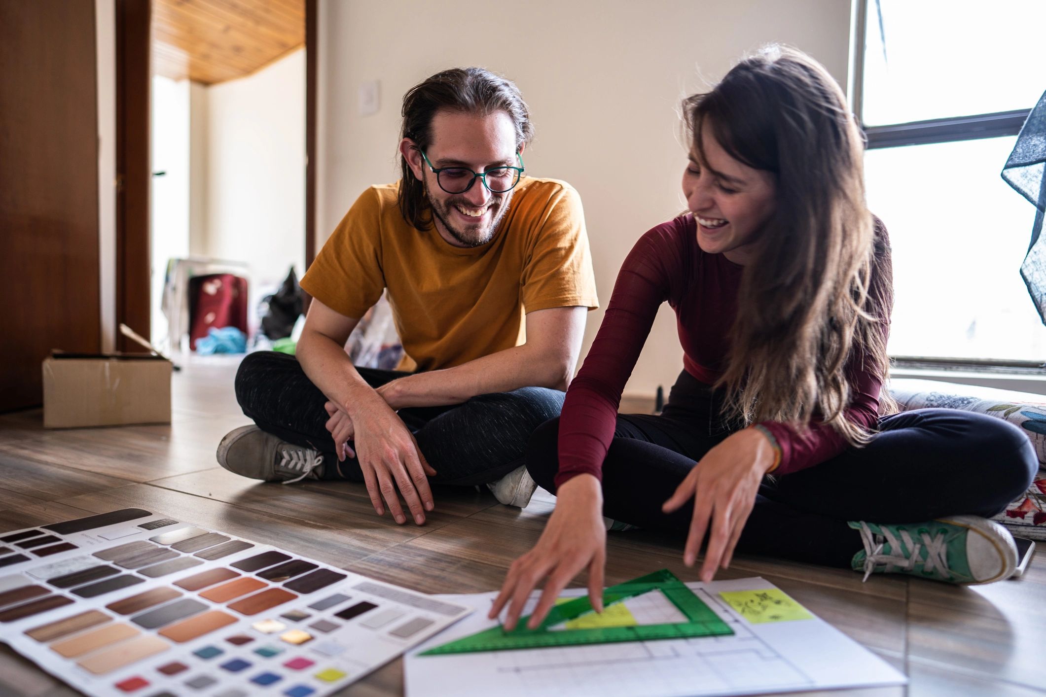 Home improvement consultation with homeowners